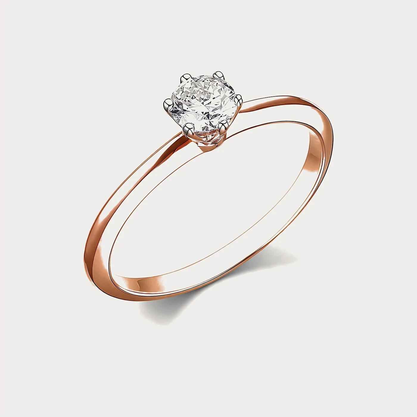 Кольцо из розового золота 585 пробы с бриллиантом — 0,35 ct · F · VS1 · Au 585