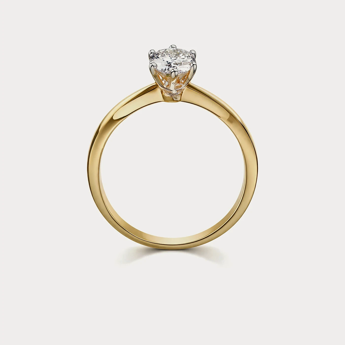 Кольцо из жёлтого золота 585 пробы с бриллиантом — 0,35 ct · F · VS1 · Au 585