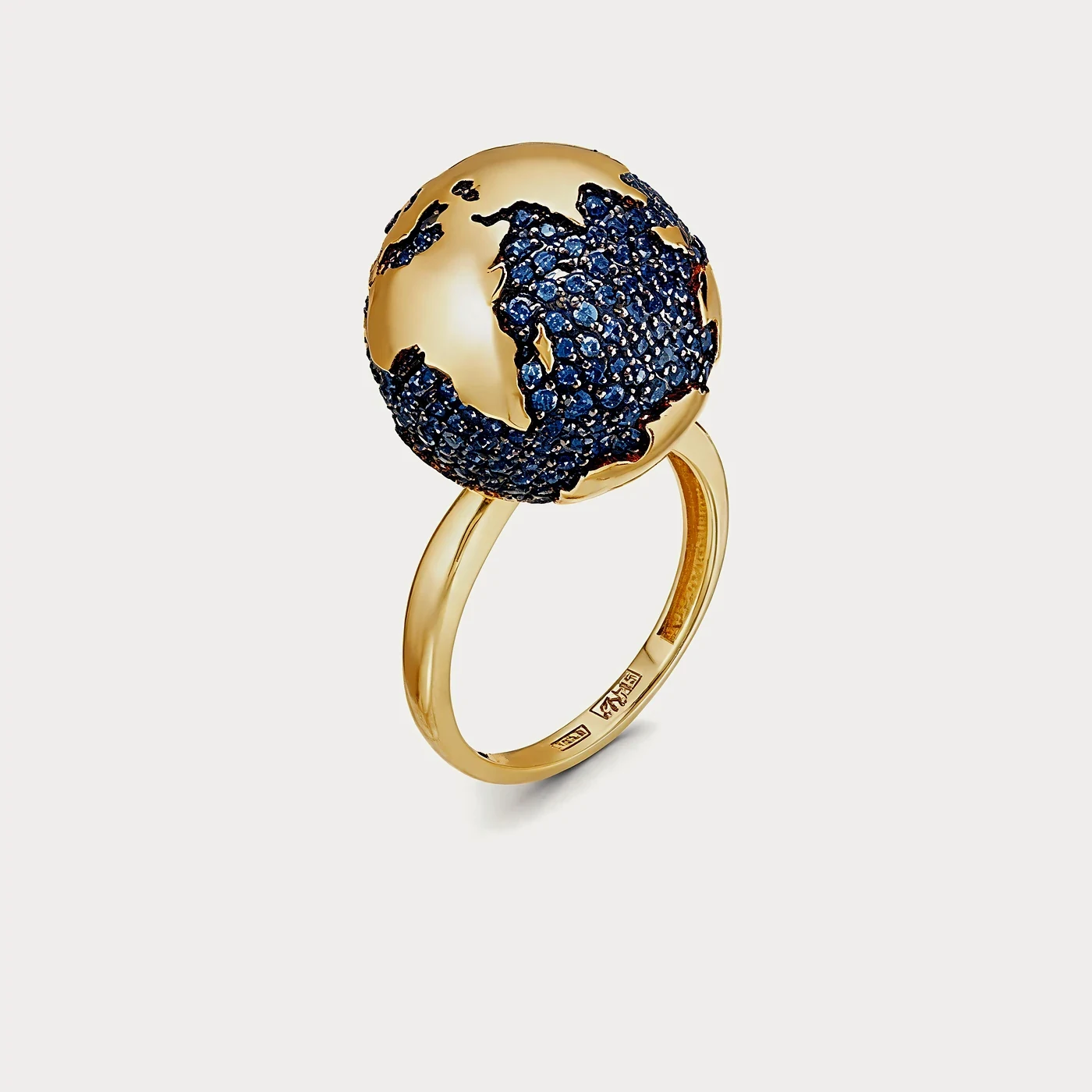 Кольцо из жёлтого золота 585 пробы с сапфирами — 1,27 ct · Au 585