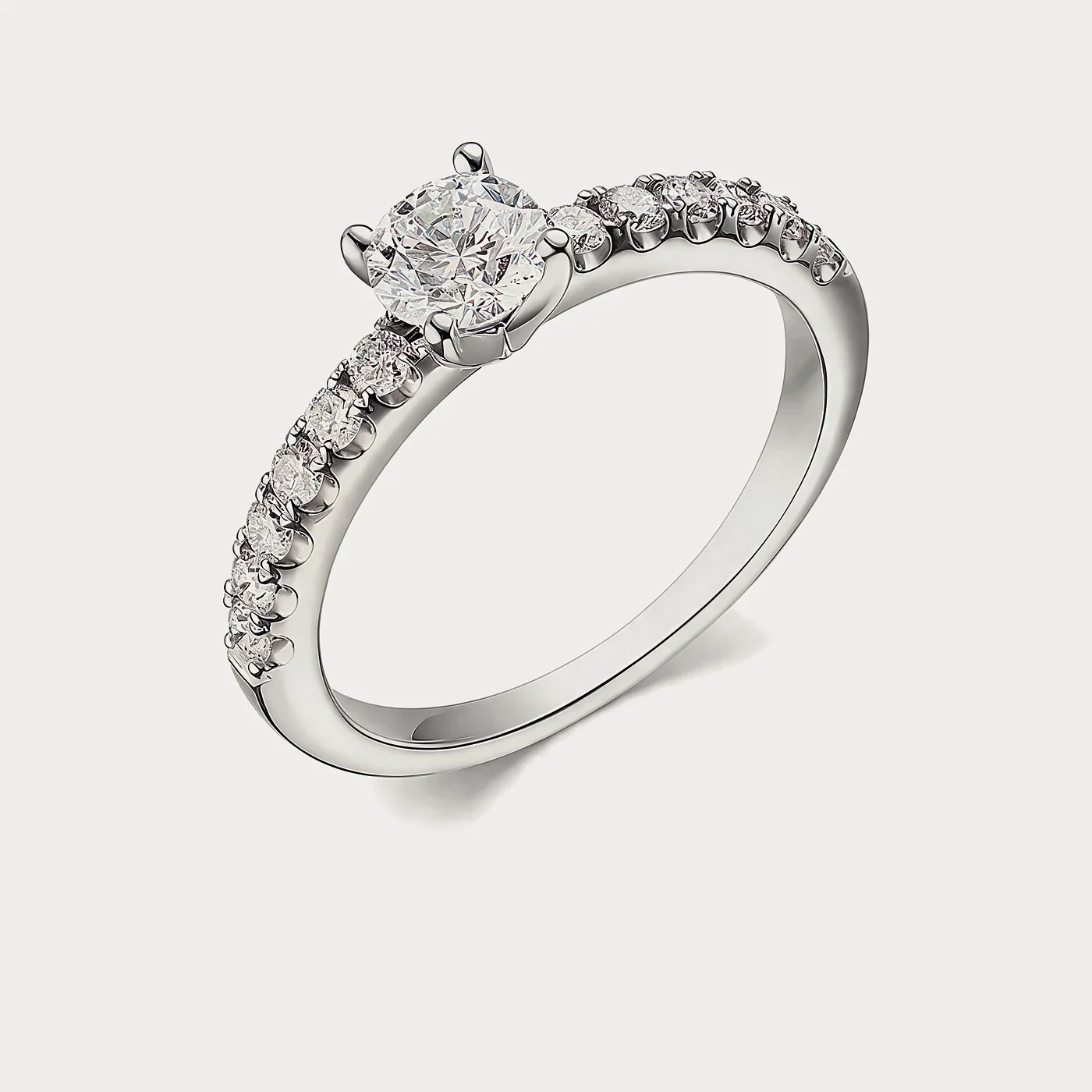 Кольцо из белого золота 585 пробы с бриллиантом — 0,56 ct · F · VS1 · Au 585