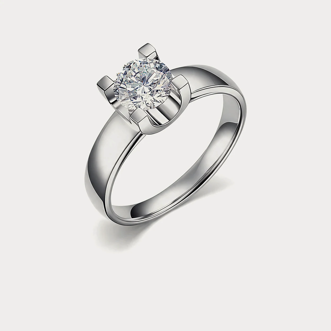 Кольцо из белого золота 585 пробы с бриллиантом — 0,90 ct · F · VS1 · Au 585