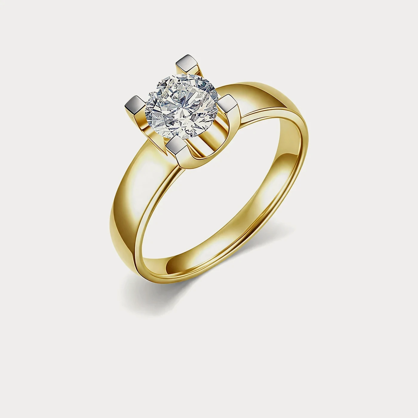 Кольцо из жёлтого золота 585 пробы с бриллиантом — 0,90 ct · F · VS1 · Au 585