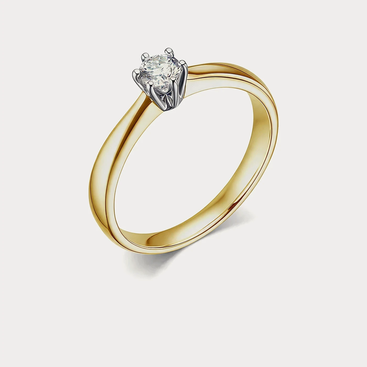 Кольцо из жёлтого золота 585 пробы с бриллиантом — 0,25 ct · F · VS1 · Au 585