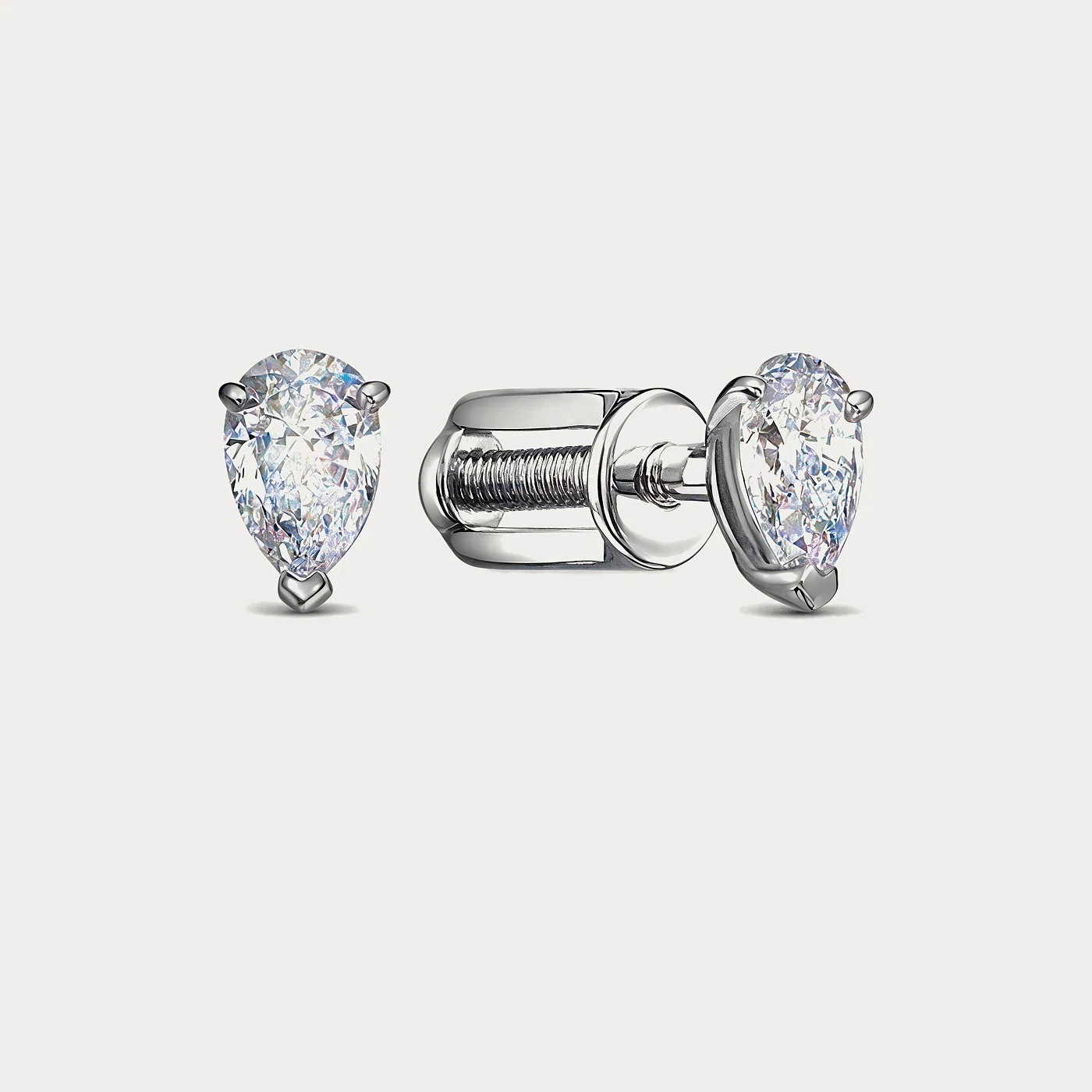 Пусеты из белого золота 585 пробы с бриллиантами — 0,80 ct · Au 585